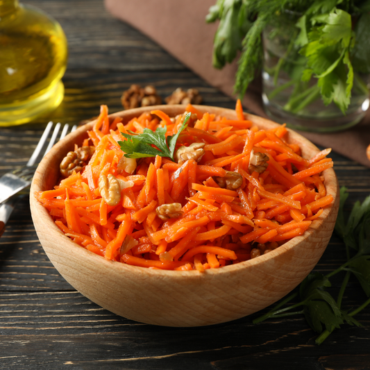 Carottes râpées cuites aux epices et moutarde