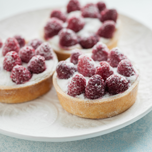 Les tartelettes au citron, gingembre et framboise